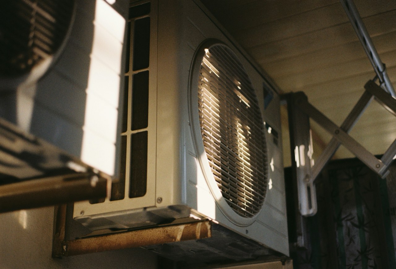 A condenser unit in the afternoon