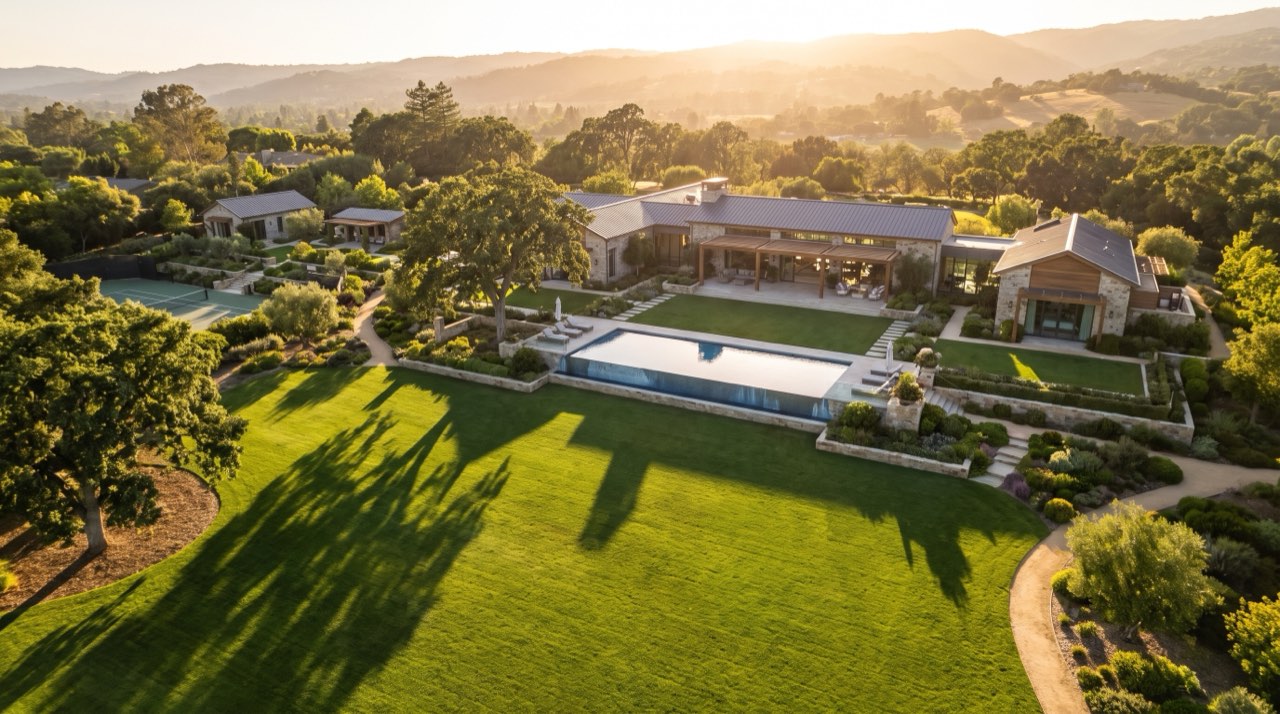 Estate from above, luxury real estate