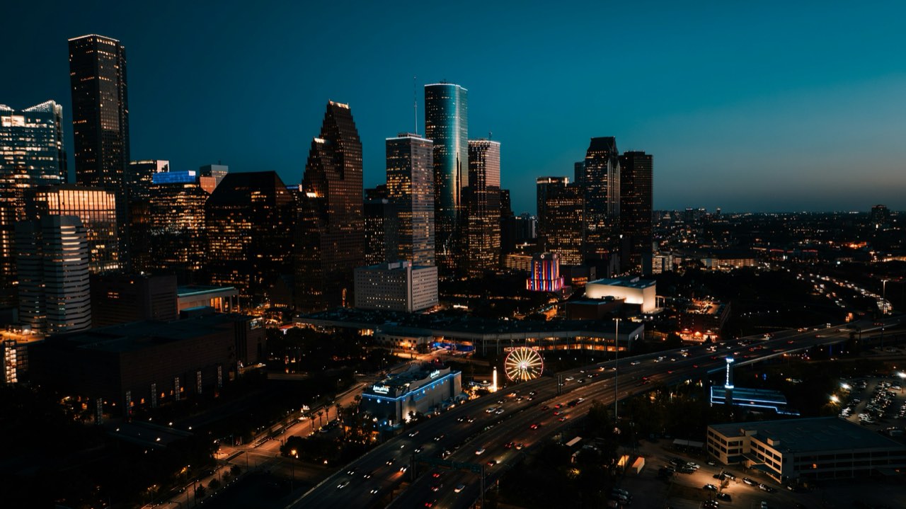 Downtown at 2am, one window still lit