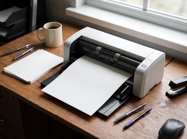 A document scanner with a page feeding through