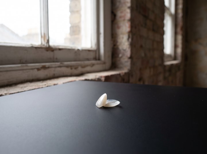 Six porcelain veneers on slate
