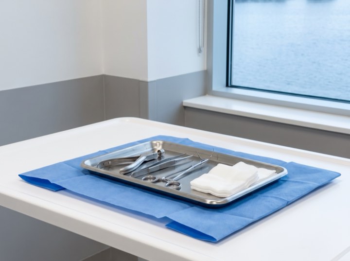 A prepared biopsy instrument tray