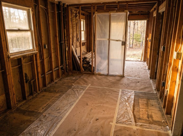 Demolition, floors protected