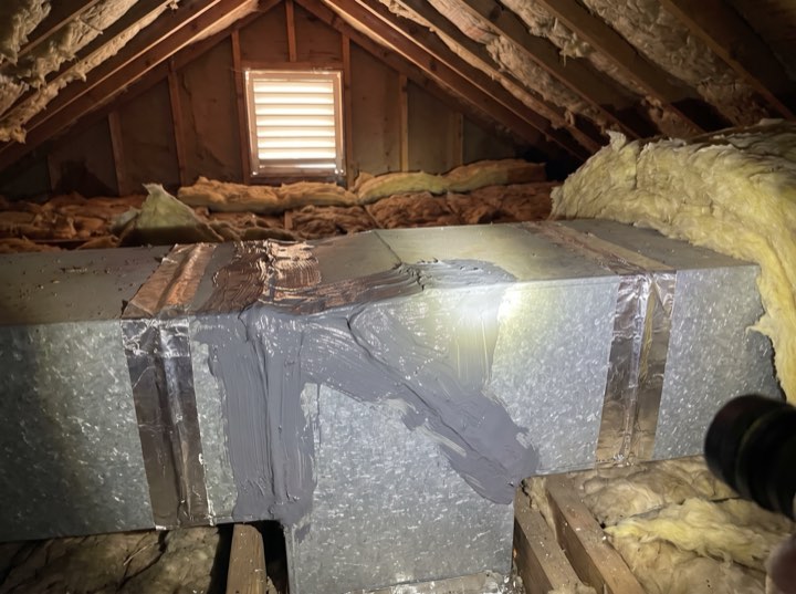 Duct joints sealed with mastic