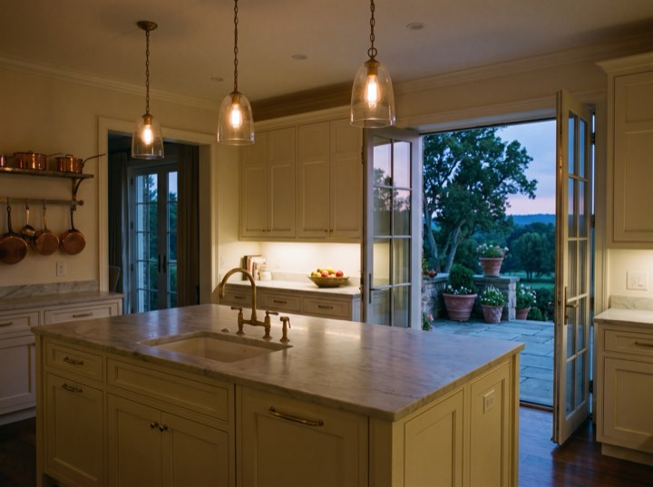 Kitchen at twilight