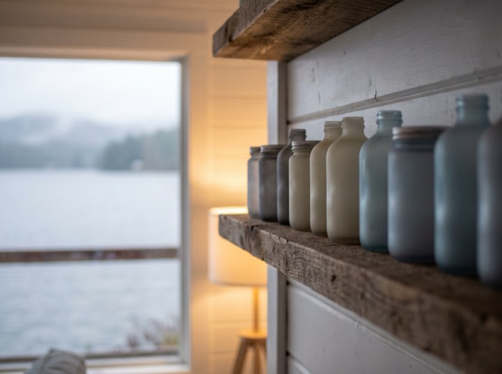Skincare products on a shelf