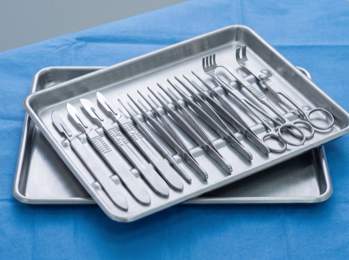 Instruments set out on a tray