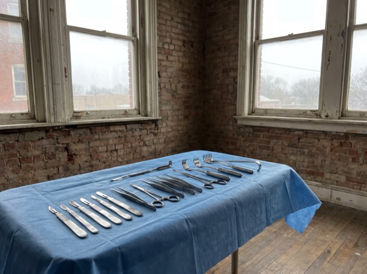 An instrument tray set out