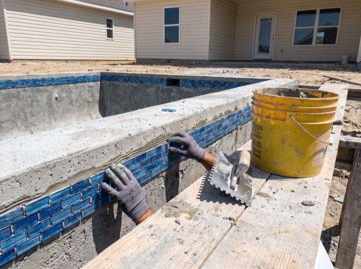 Setting the waterline tile