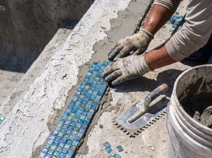 The tile line and coping