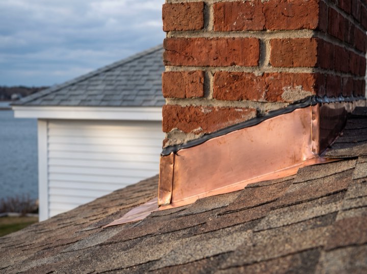 Step flashing at the chimney
