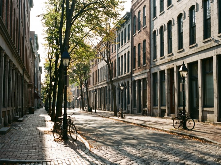 The street, at eight