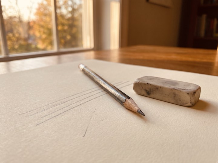 Worked out in pencil